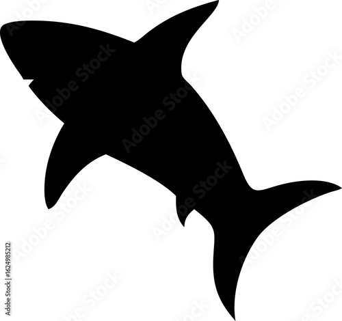 Shark Silhouette Icon – Ocean Predator, Marine Life & Power Symbol


