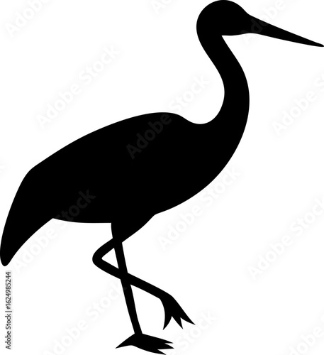 Stork Silhouette Icon – Bird, Nature & Life Symbol


