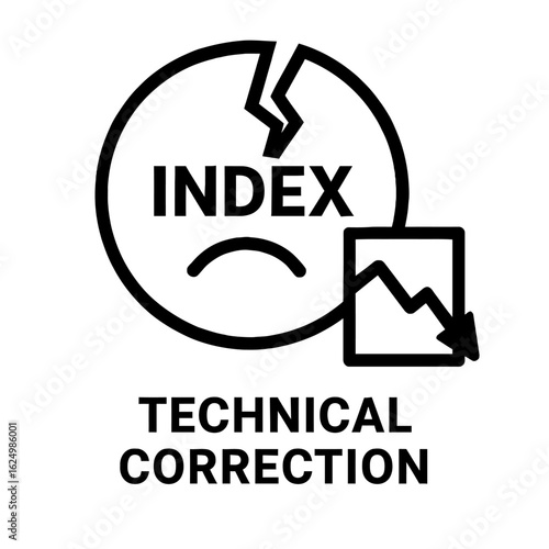 Symbolic representation of a downward stock market trend, indicating economic volatility and financial downturn with a sad face.