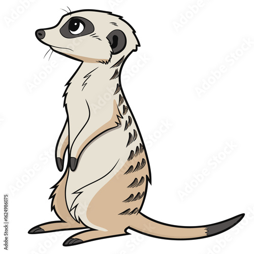 A watchful meerkat guards the desert, a vector cartoon illustration of a cute animal