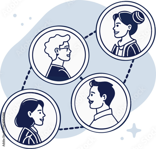 Team Communication Network – Connected People Illustration