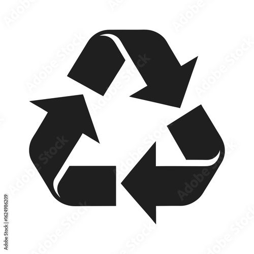 simple black recycle or recycling arrows vector icon silhouette art vector