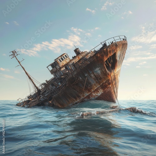Wallpaper Mural Rusted shipwreck sinking in the ocean Torontodigital.ca