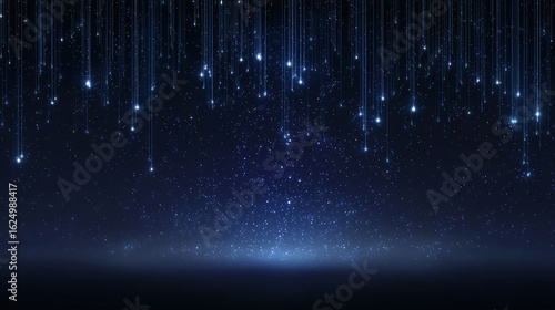 Falling star overlay effect with night sky and starlight elements, isolated on transparent background 