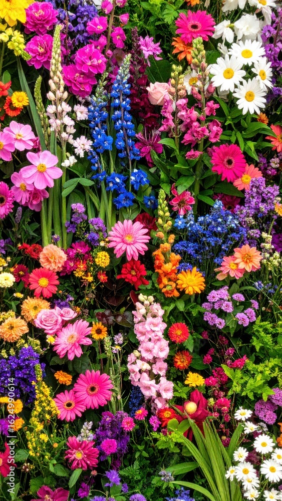 Obraz premium Vibrant flower wall display