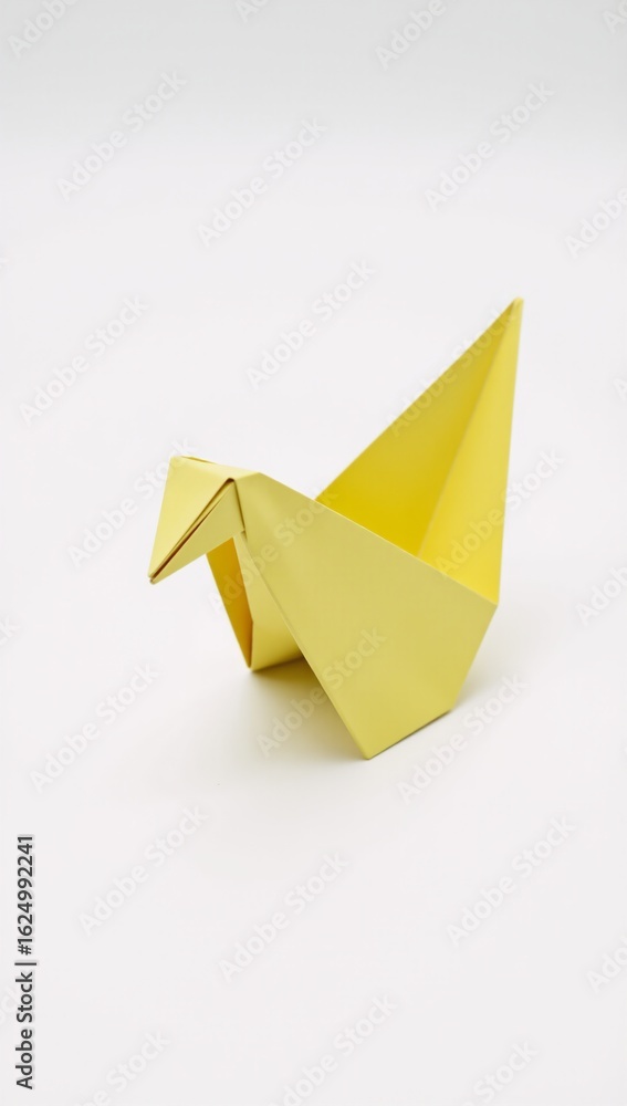 Naklejka premium Ok Origami yellow bird on white background