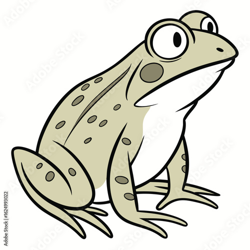 Cute green cartoon amphibian character, a vector illustration of a frog on a white background