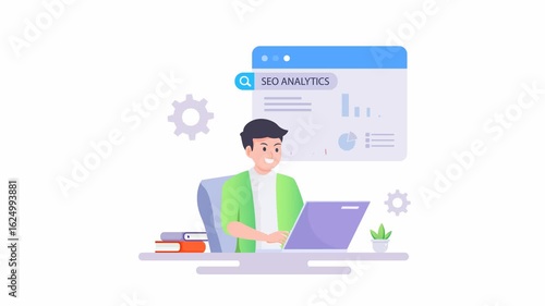 SEO Optimization, web analytics and seo marketing social media concept. video animation 4k clip	