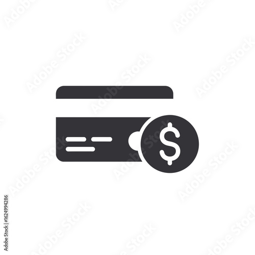 Illustration of a credit card with a dollar sign coin indicating financial transaction and payment method