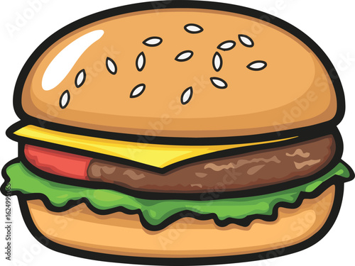 Burger and fries with cheeseburger sandwich on white background isolated food meal lunch fast snack.