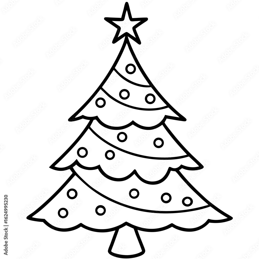 Fototapeta premium Elegant Holiday Pine Tree Outline Design