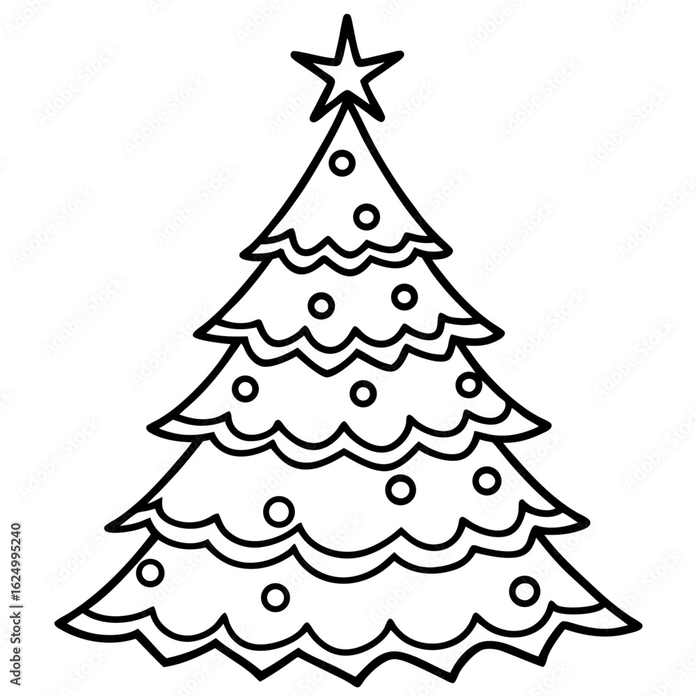 Fototapeta premium Elegant Holiday Pine Tree Outline Design