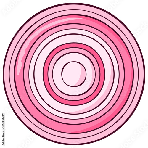 Vibrant Cross-Section of a Round Pink Onion with Concentric Rings