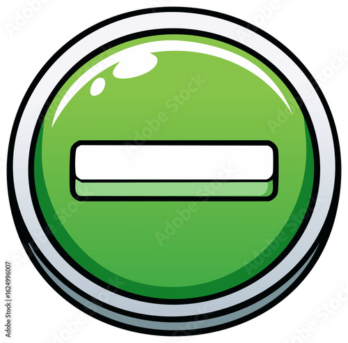 Green Minus Button Illustration with Glossy Shine Design for Apps and Websites