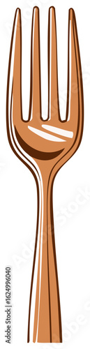Cartoon illustration of a fork with a brown color palette