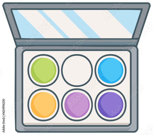 Colorful Cosmetic Palette with Six Shades and Mirror Open