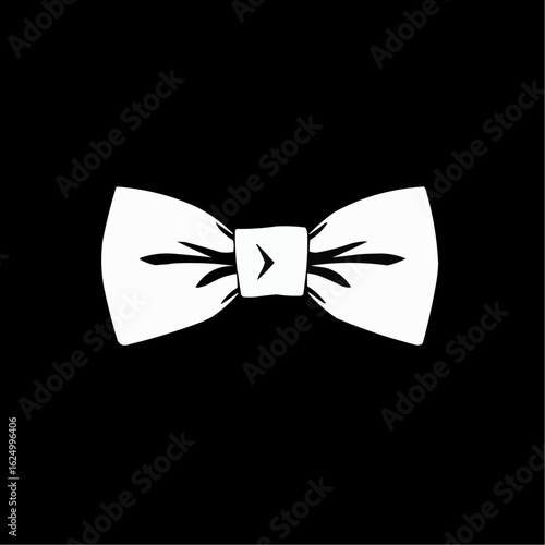 Black background with white bow tie illustration  