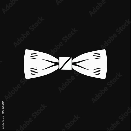 White bow tie graphic design on black background  