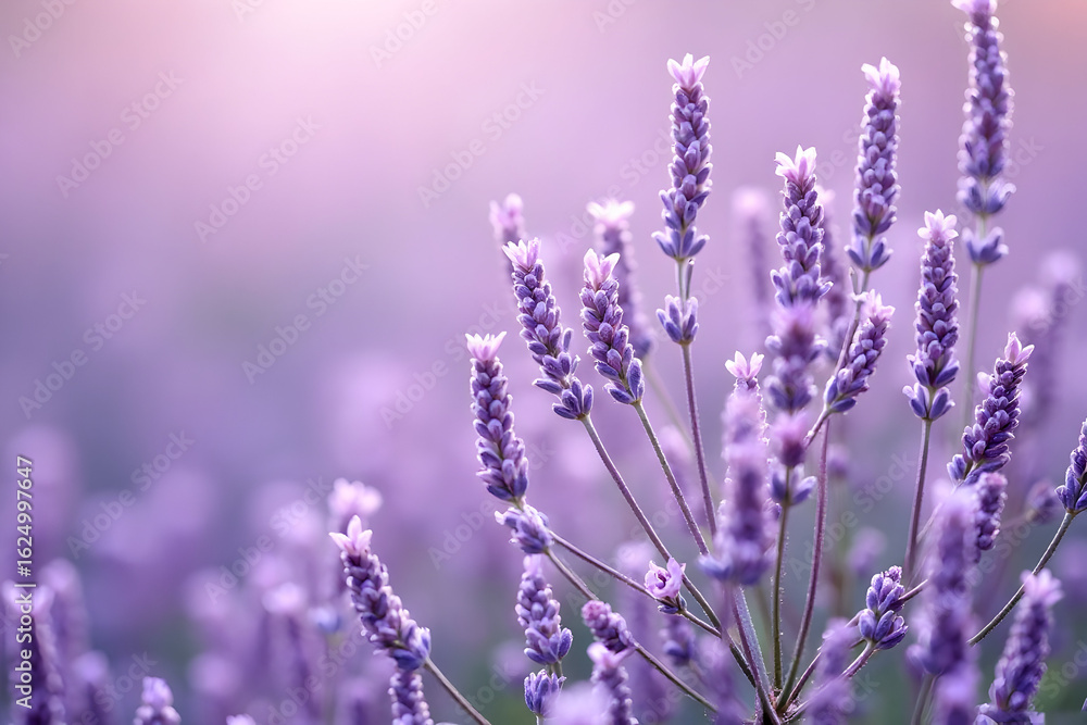 Naklejka premium Lavender Field Close-up Soft Purple Floral Background