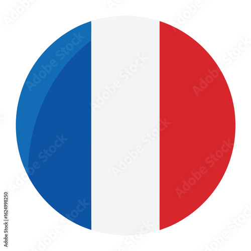 circular french flag icon with blue, white, and red tricolor design Free Download circular french flag icon with blue, white, and red tricolor design - GFXLoad