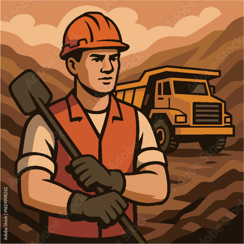 construction worker with a shovel