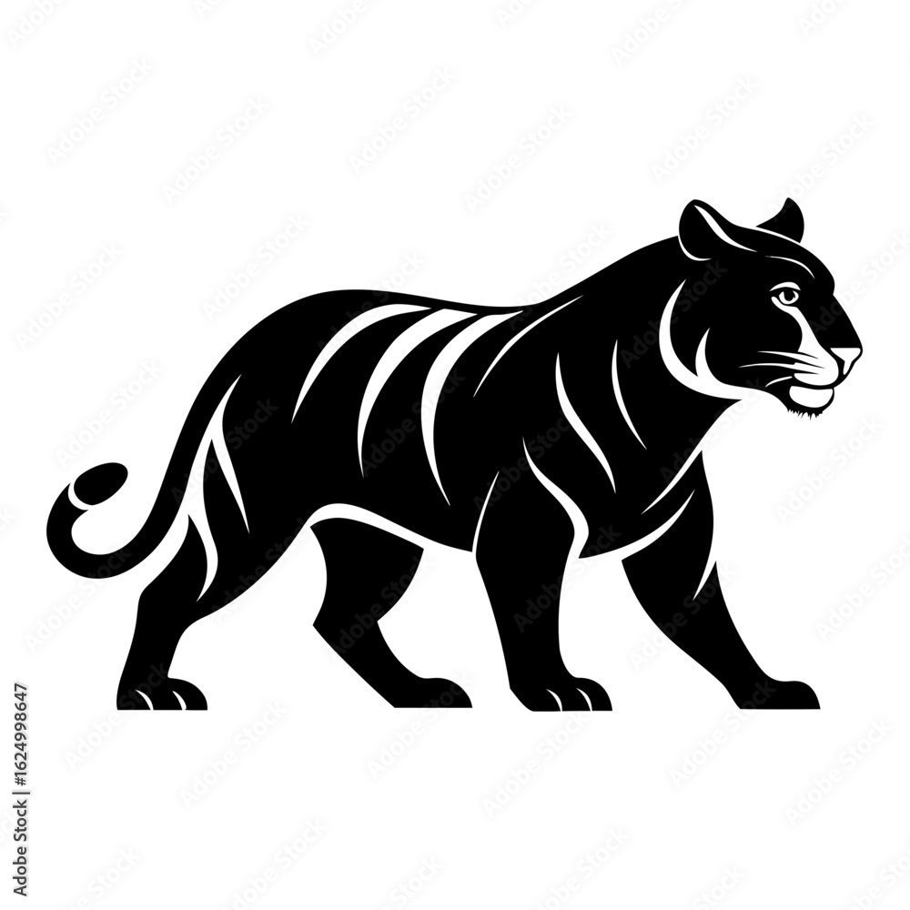 Fototapeta premium Bold Tiger Walk Silhouette Vector