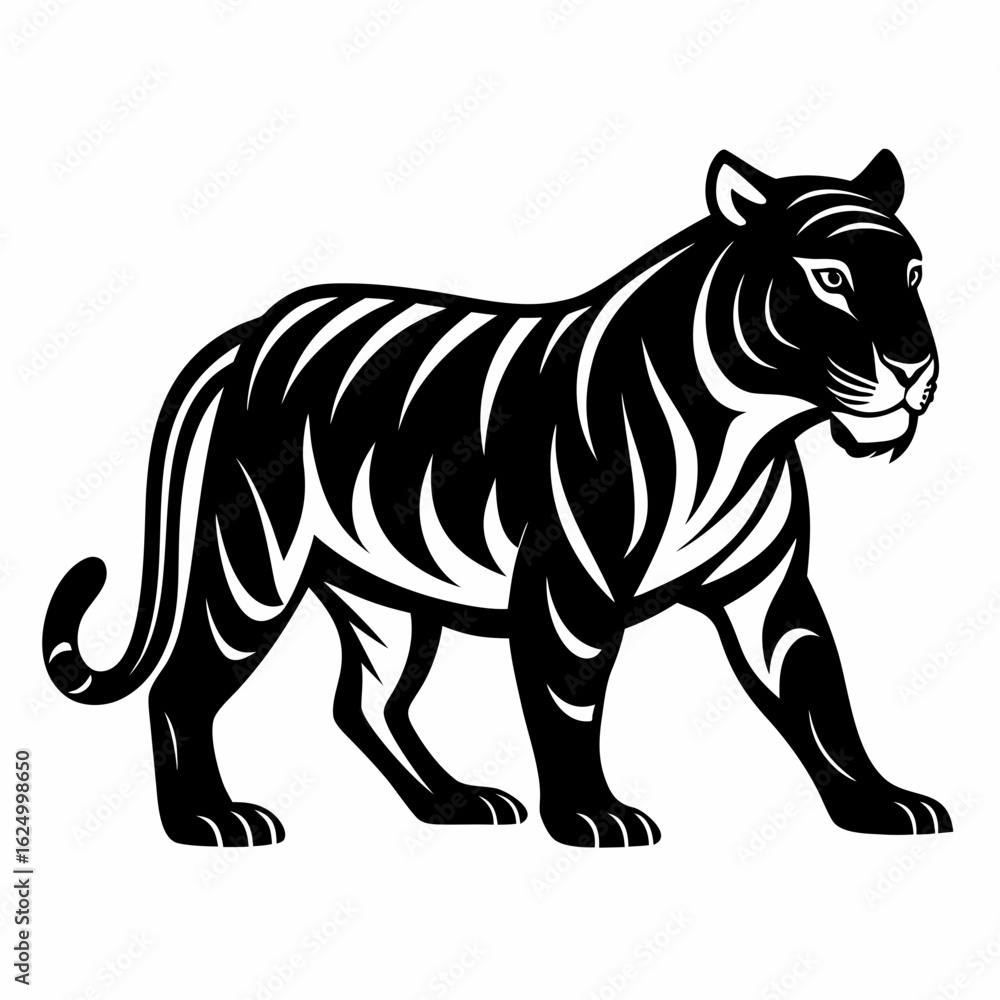 Fototapeta premium Bold Tiger Walk Silhouette Vector