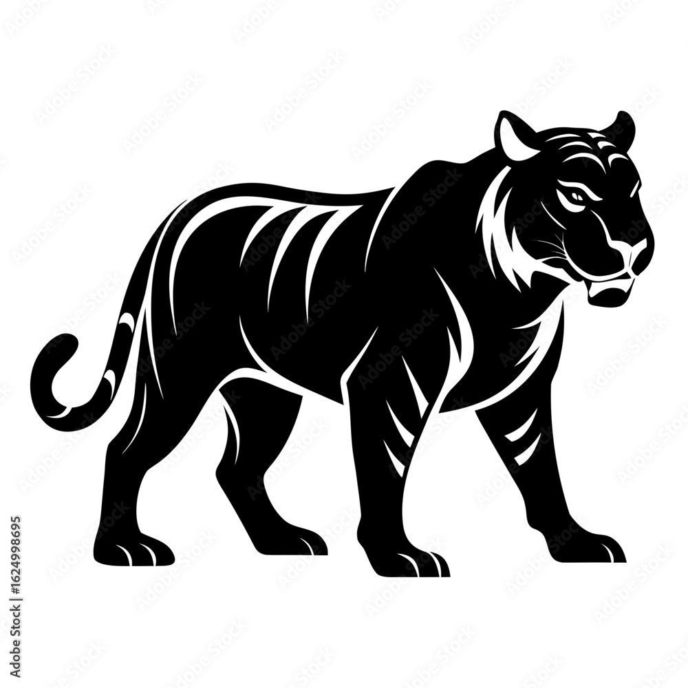 Obraz premium Bold Tiger Walk Silhouette Vector