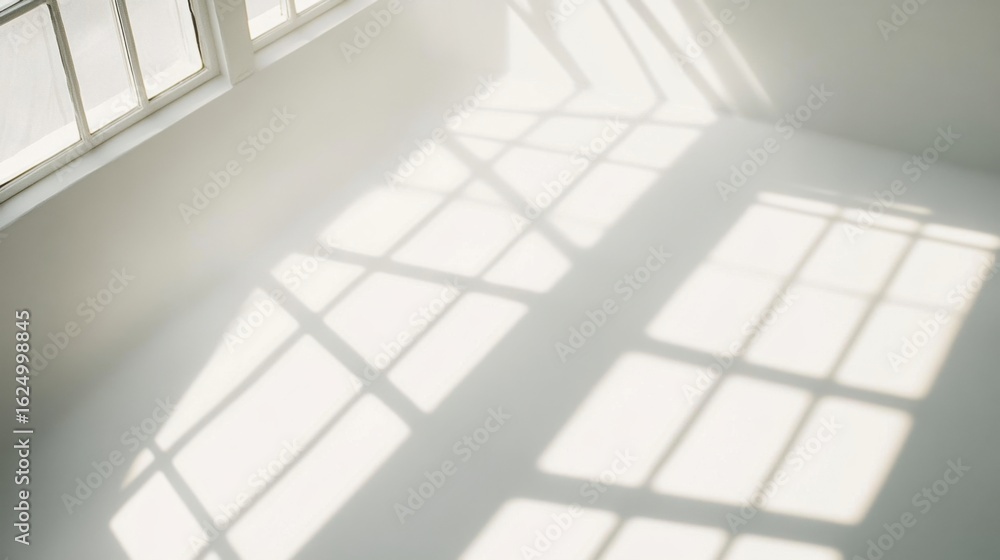 Obraz premium Sunlight Through Window Pane Shadows.