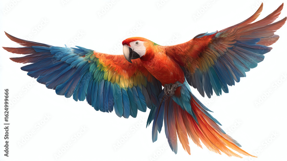 Obraz premium Parrot macaw spreading vibrant feathers isolated on transparent background 