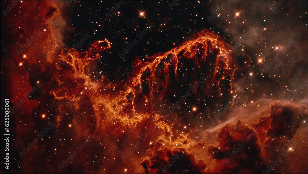 Cosmic nebula, fiery red clouds of gas Cosmic nebula, fiery red clouds of gas