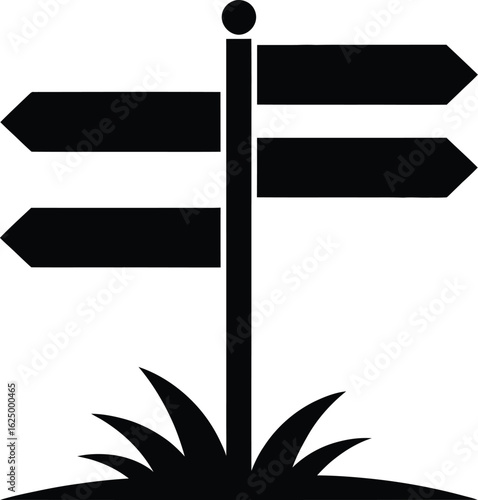 Black directional signpost silhouette vector icon with arrows pointing in multiple directions