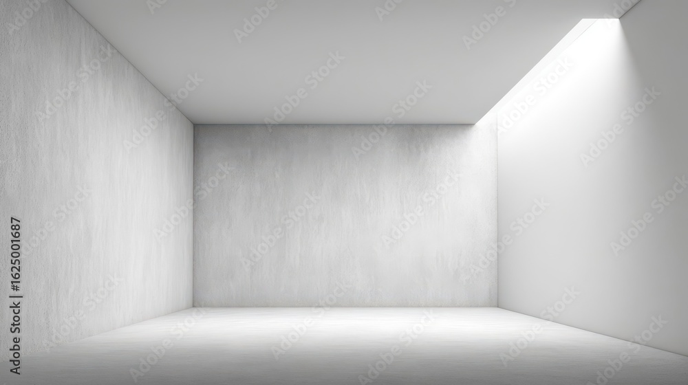 Fototapeta premium Interior Empty Room with Light and White Concrete Wall, Minimalist Design, Space