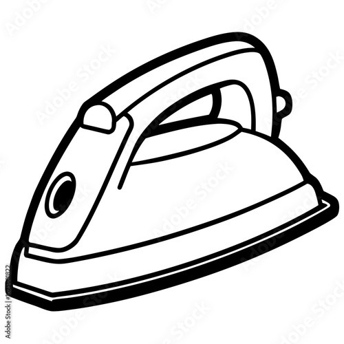 Steam Iron – Classic Contour Line Art Vector