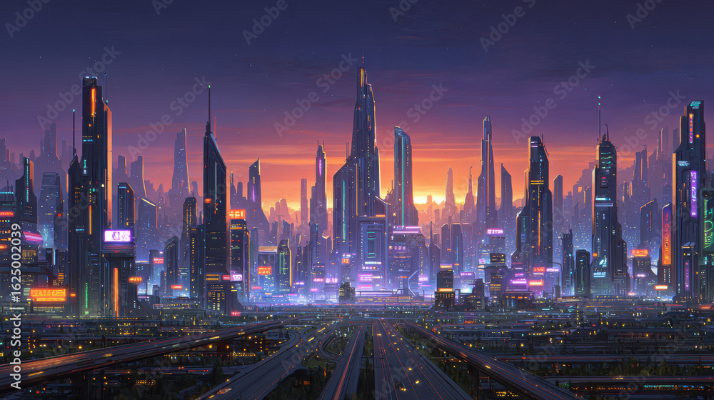 Retrofuturistic Global Supply Chain Pressure, Retrofuturistic city skyline sunset shows global supply chain pressure with glowing skyscraper Retrofuturistic Global Supply Chain Pressure, Retrofuturistic city skyline sunset shows global supply chain pressure with glowing skyscraper