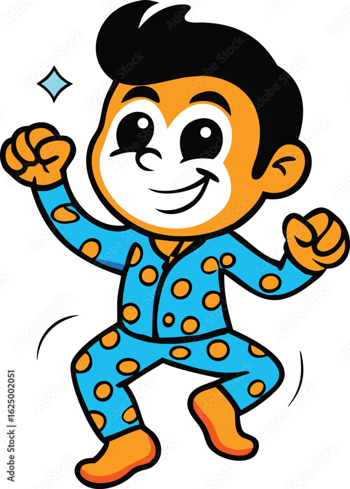 Obraz premium chibi cartoon boy dancing in front of mirror