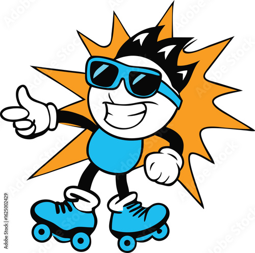 graffiti cartoon kid with rollerblades