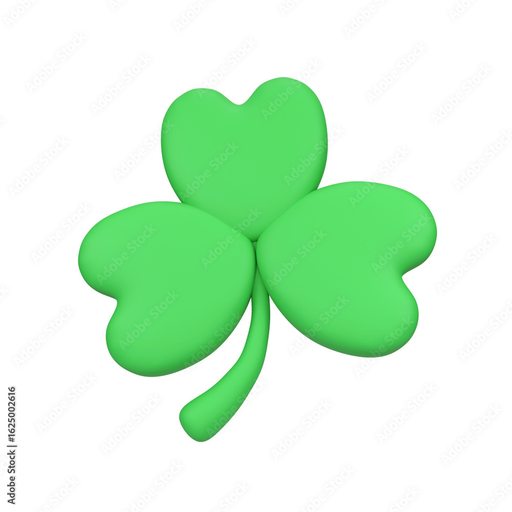 Fototapeta premium Green clover leaf isolated 3d render icon illustration