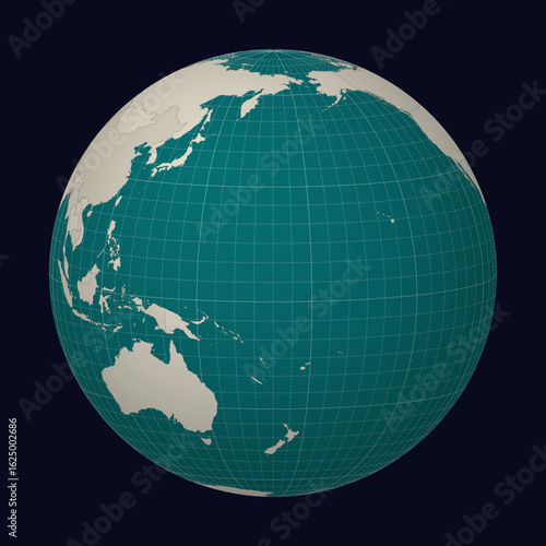 Marshall Islands on the map. Globe centered to Marshall Islands. Country location on the world map. Teal Pale Mint color palette. Globe with countries, meridians and parallels.