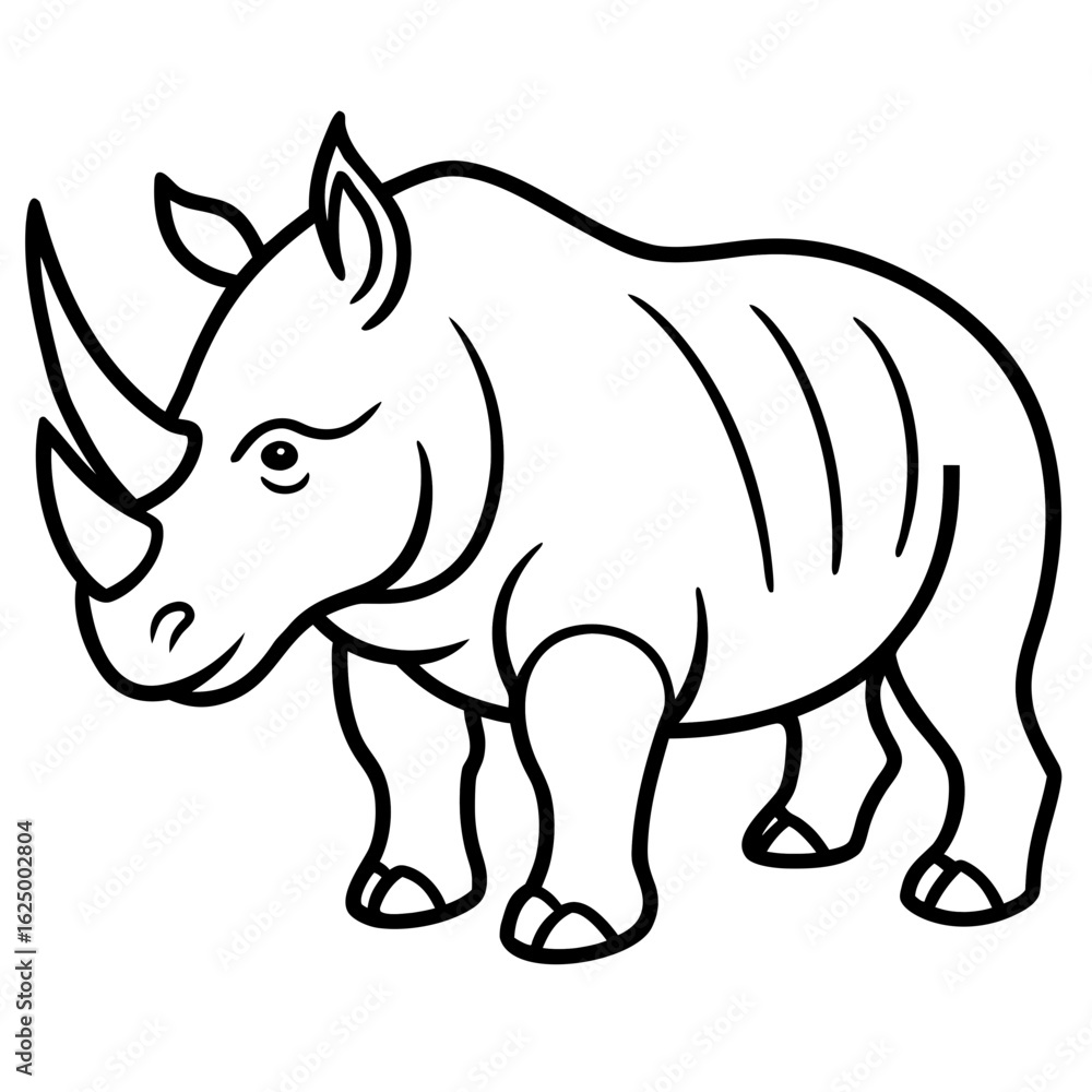 Fototapeta premium Rhino Outline on White