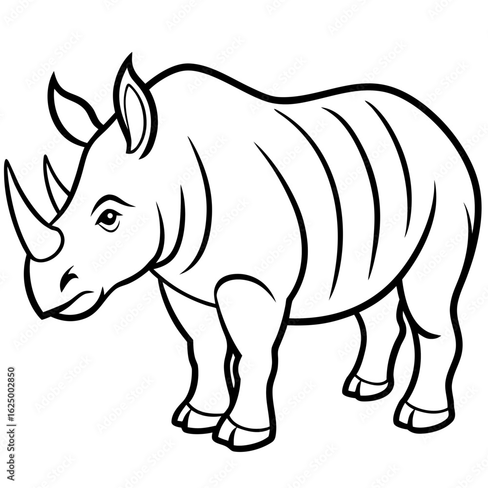 Fototapeta premium Rhino Outline on White