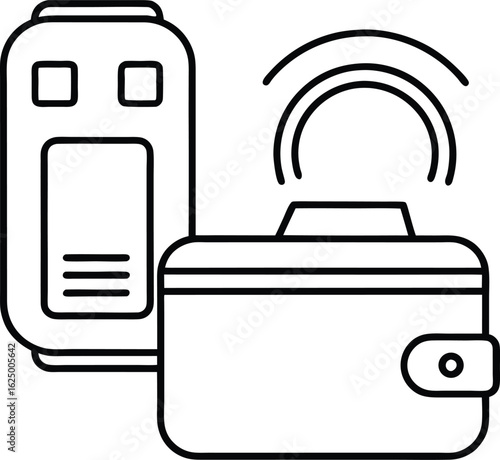 Vector illustration of a briefcase, digital camera, and printer for a business travel and office concept design ,media, planning, presentation, creative work