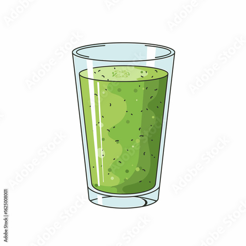 Refreshing Green Smoothie in a Tall Glass with Leafy Texture