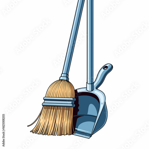 Broom and Dustpan for Cleaning and Tidying Home or Office