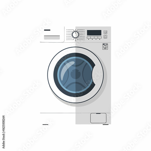 Modern Front Load Washing Machine with Digital Display and Large Drum