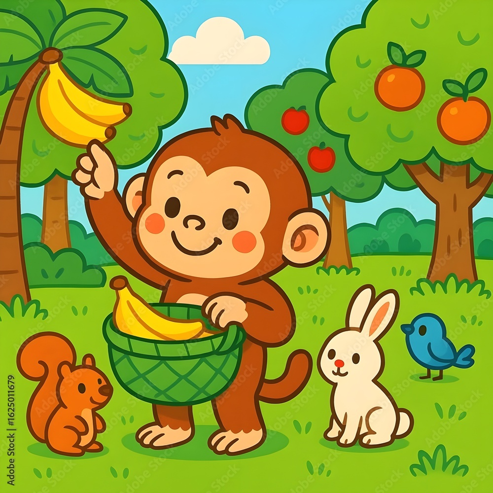 Obraz premium an ape pick up some fruit