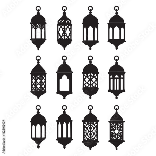 Elegant Silhouette Lantern Collection A Variety of Ornate and Simple Designs for Ramadan or Arabian Nights Themes