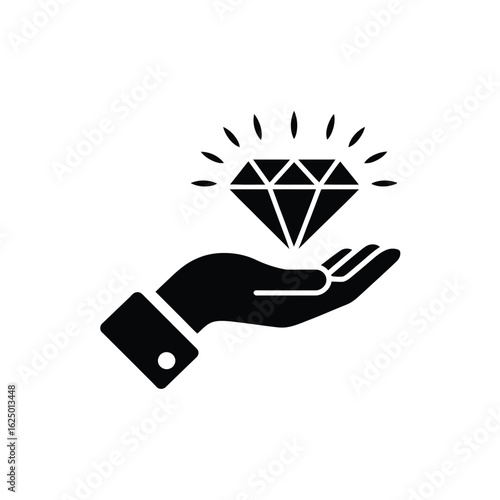 Hand holding a sparkling diamond representing value quality and preciousness