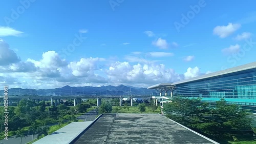 YIA Airport View with Blue Sky and Green Horizon