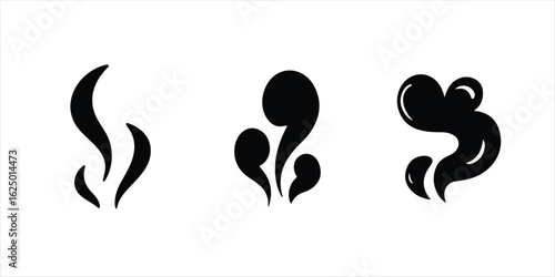 smoke vector set hand drawn illustration on white background, silhouette vector smoke,